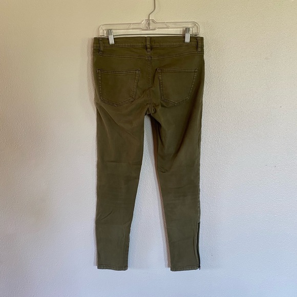 Urban Outfitters BDG Moto Style Olive Green Ankle Zip Skinny Jeans - Picture 4 of 8